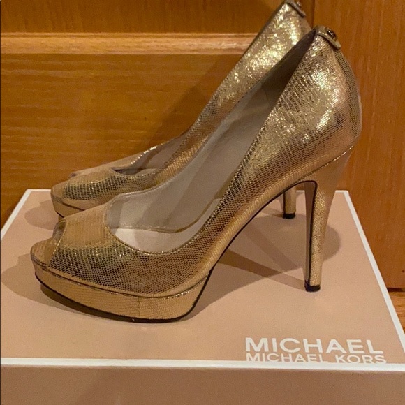 Gold Sparkly Michael Kors Shoes - Picture 3 of 7
